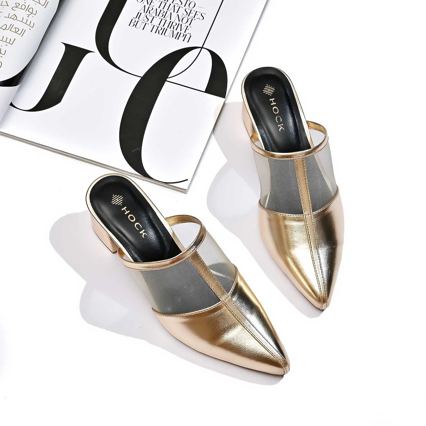 Mesh Pointed-Toe Mules