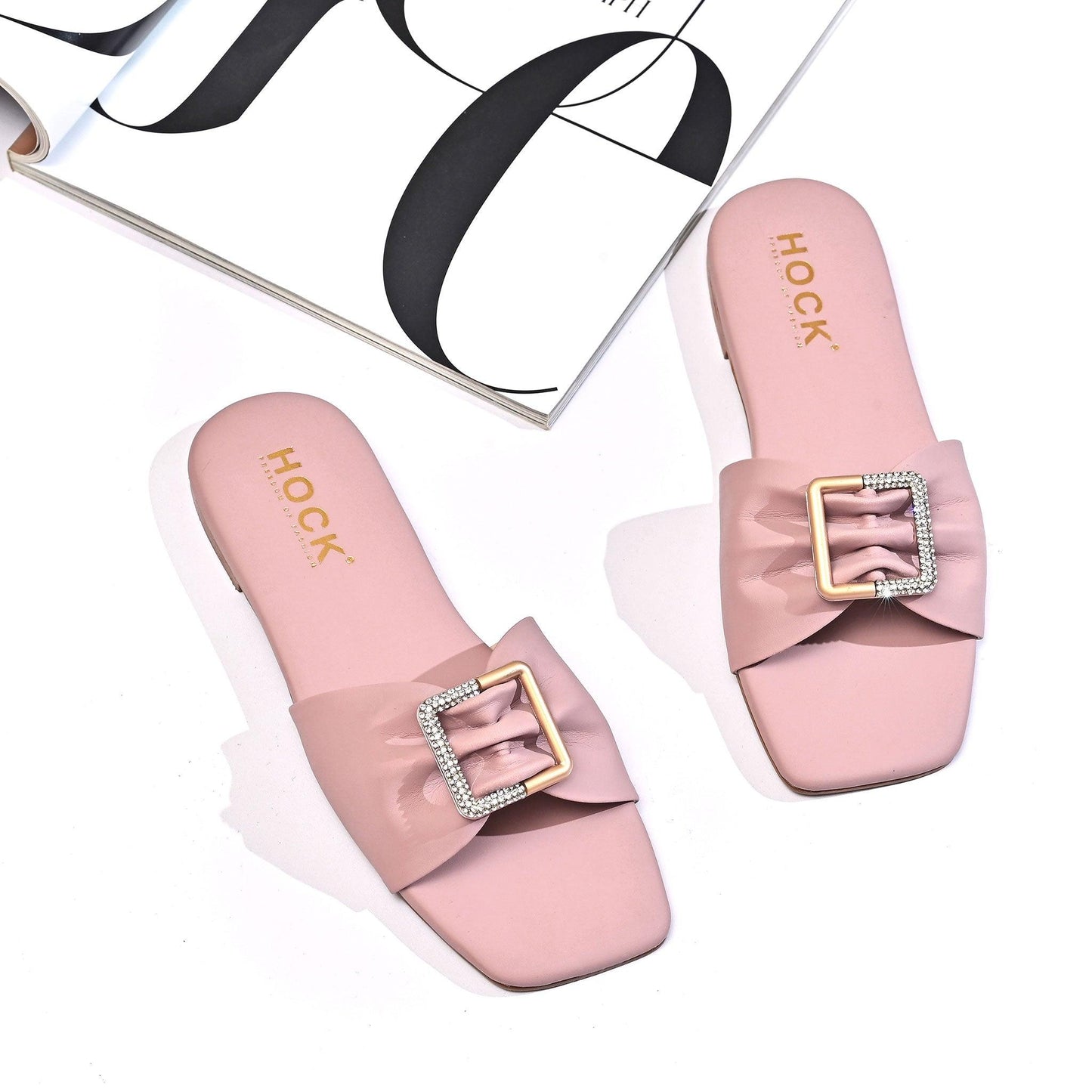 Gem-Metal Buckle Slipper