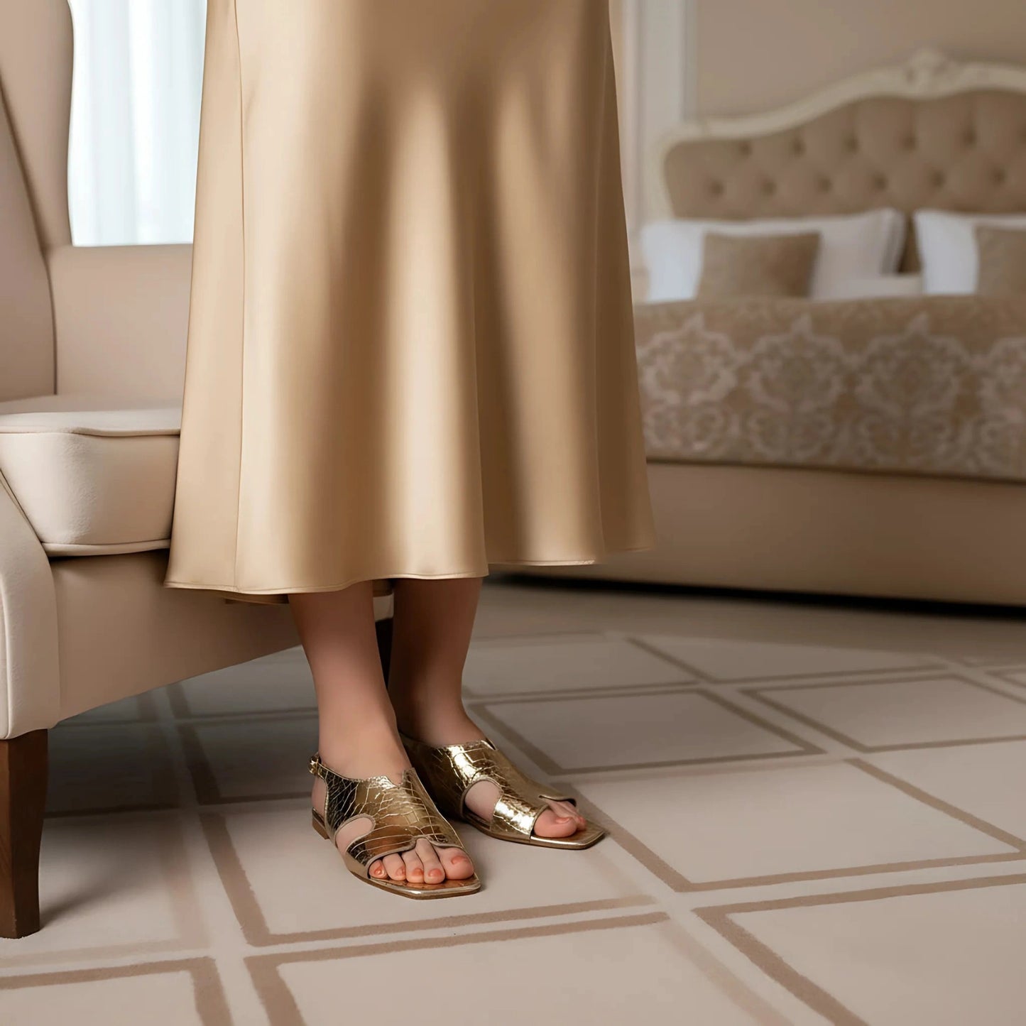 Metallic Croc-Sandals