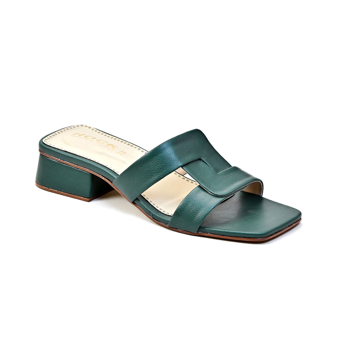 Leather Slides Sandals (Green)