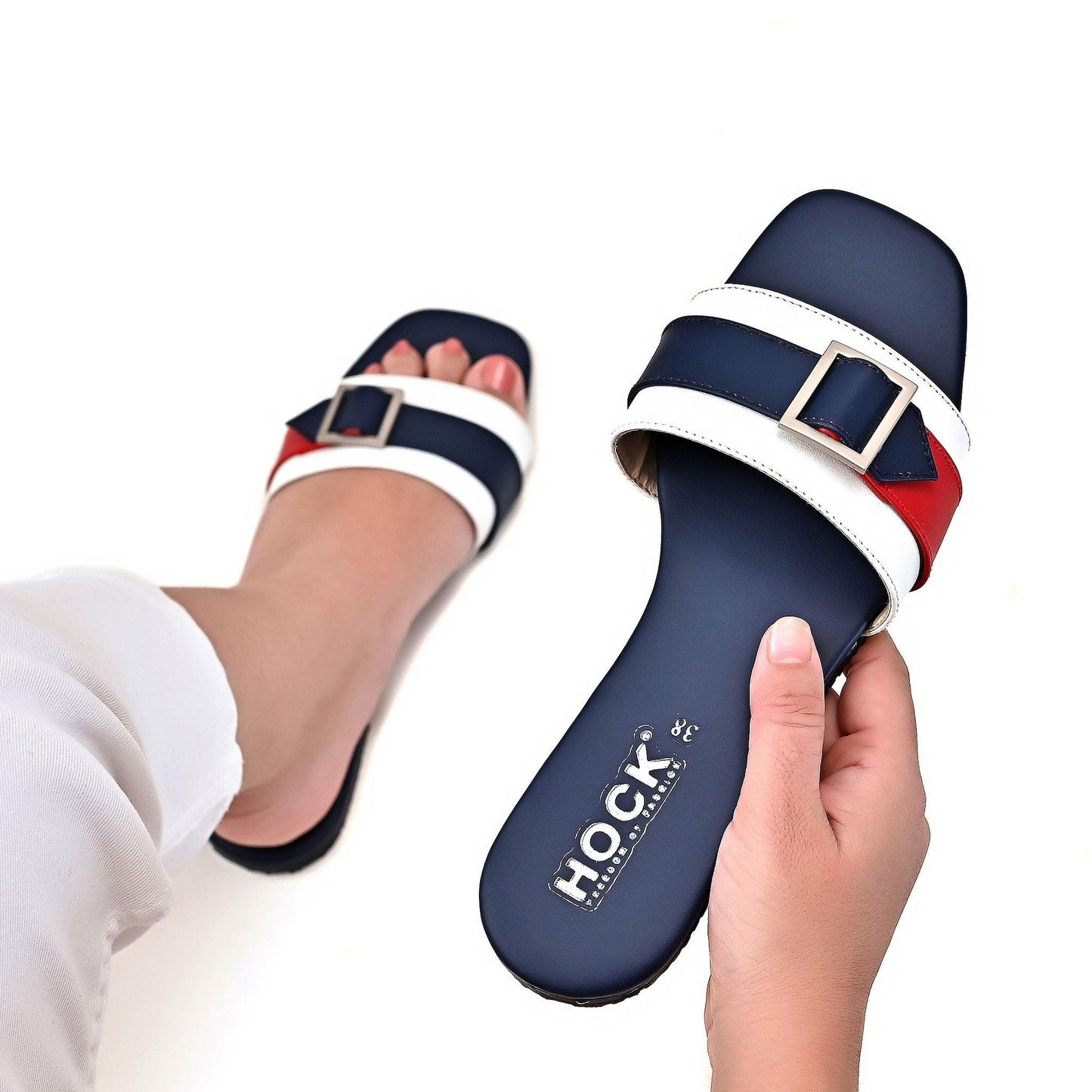 Metallic-BuckleStrap Slides