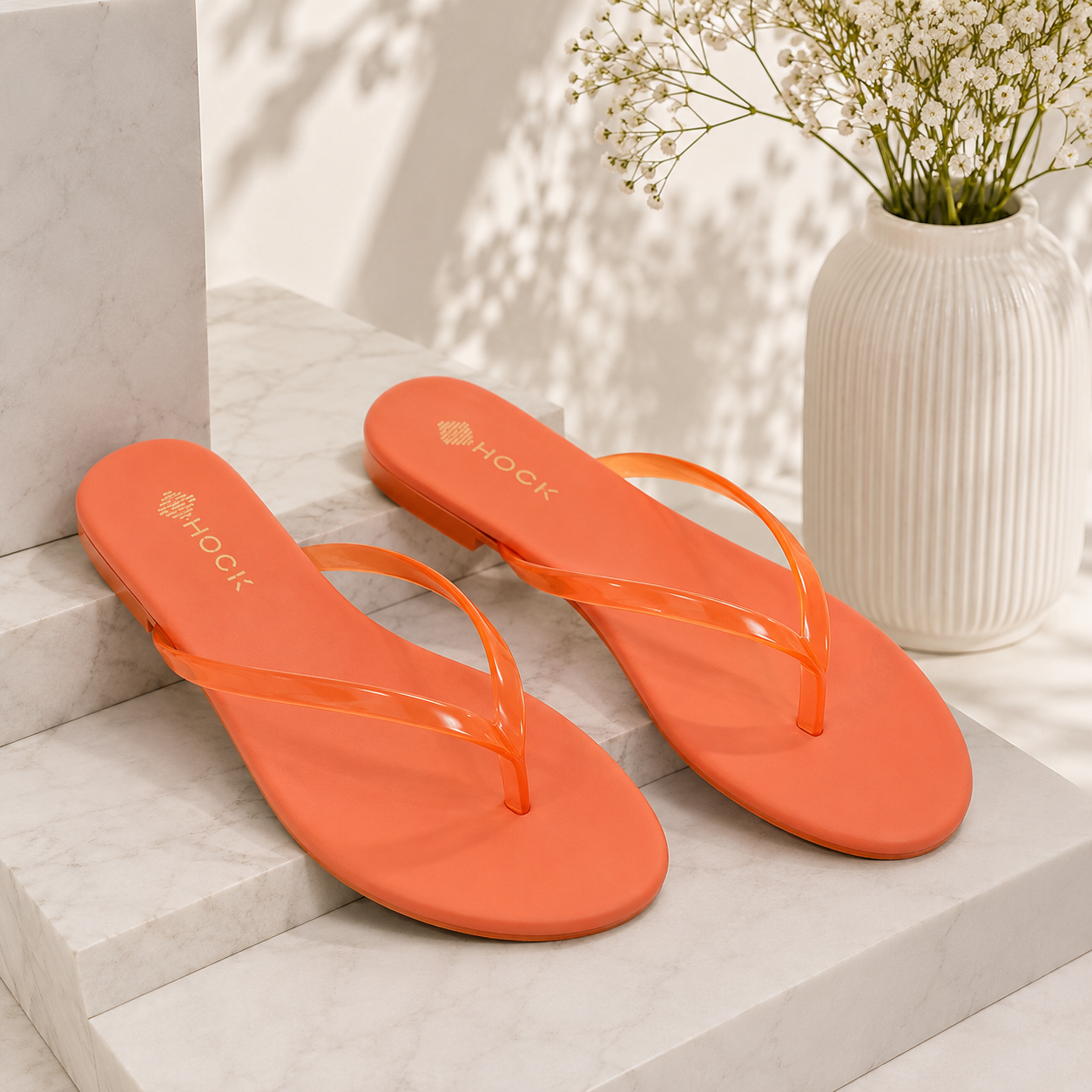 Coral Glow Flip Flops
