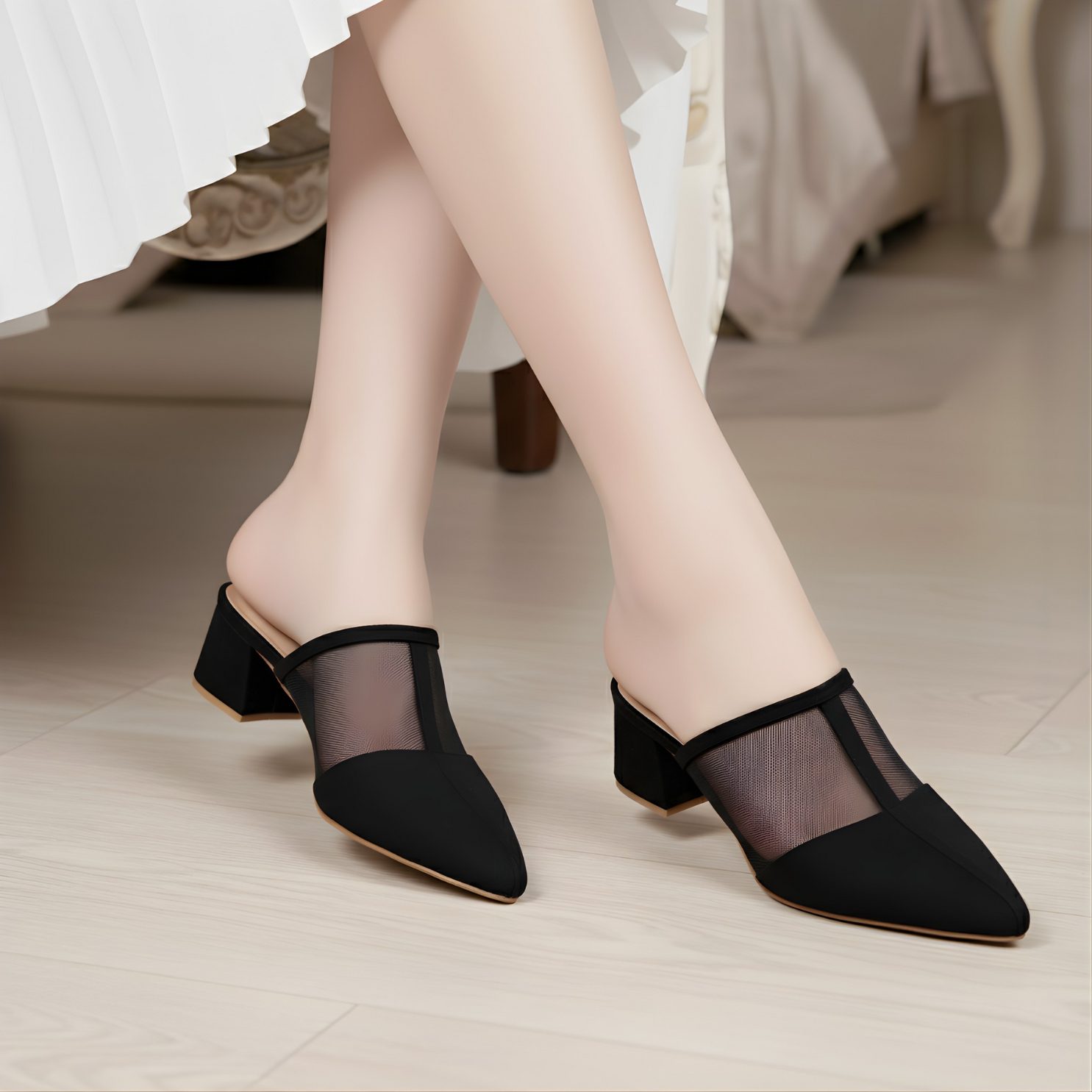 Mesh Pointed-Toe Mules – HOCK