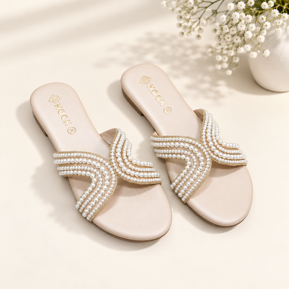 Noir Beaded Slides