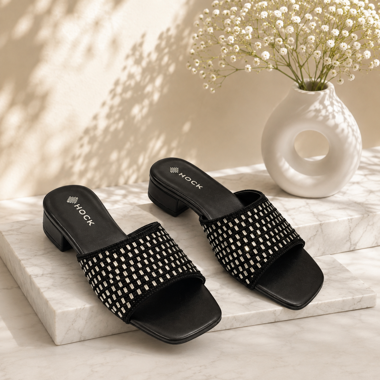 Noir Crystal Heels