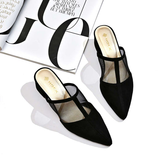 Mesh Pointed-Toe Mules