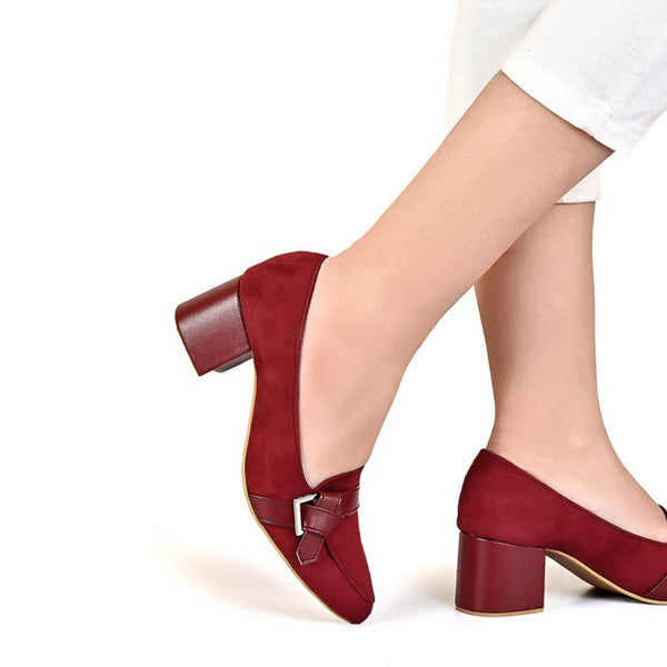 Buckle Knotted Heels | Maroon