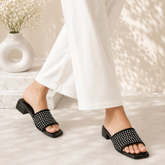 Noir Crystal Heels