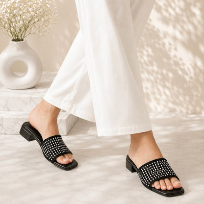 Noir Crystal Heels