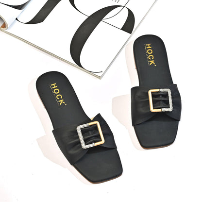 Gem-Metal Buckle Slipper