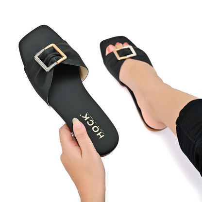 Gem-Metal Buckle Slipper