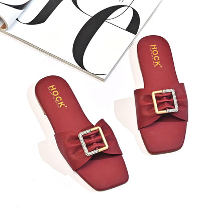 Gem-Metal Buckle Slipper