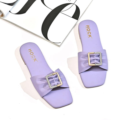 Gem-Metal Buckle Slipper