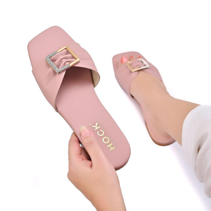 Gem-Metal Buckle Slipper