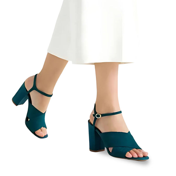 HOCK BLOCK HEEL (Teal-Green)