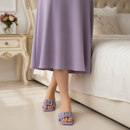 Gem-Metal Buckle Slipper