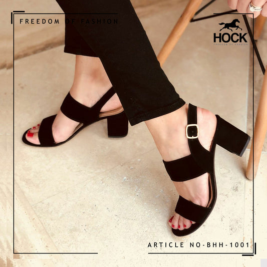 HOCK BLOCK HEEL SANDAL(BLACK)