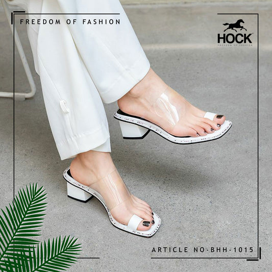 HOCK TRANSPARENT BLOCK HEEL (White)