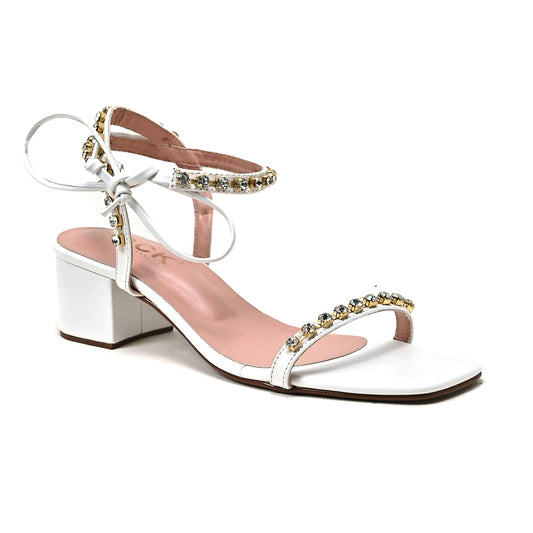 Gem Knotted-Ankle Strap Sandals (White)