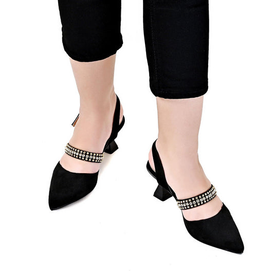 Crystal Strap Ankle Mules