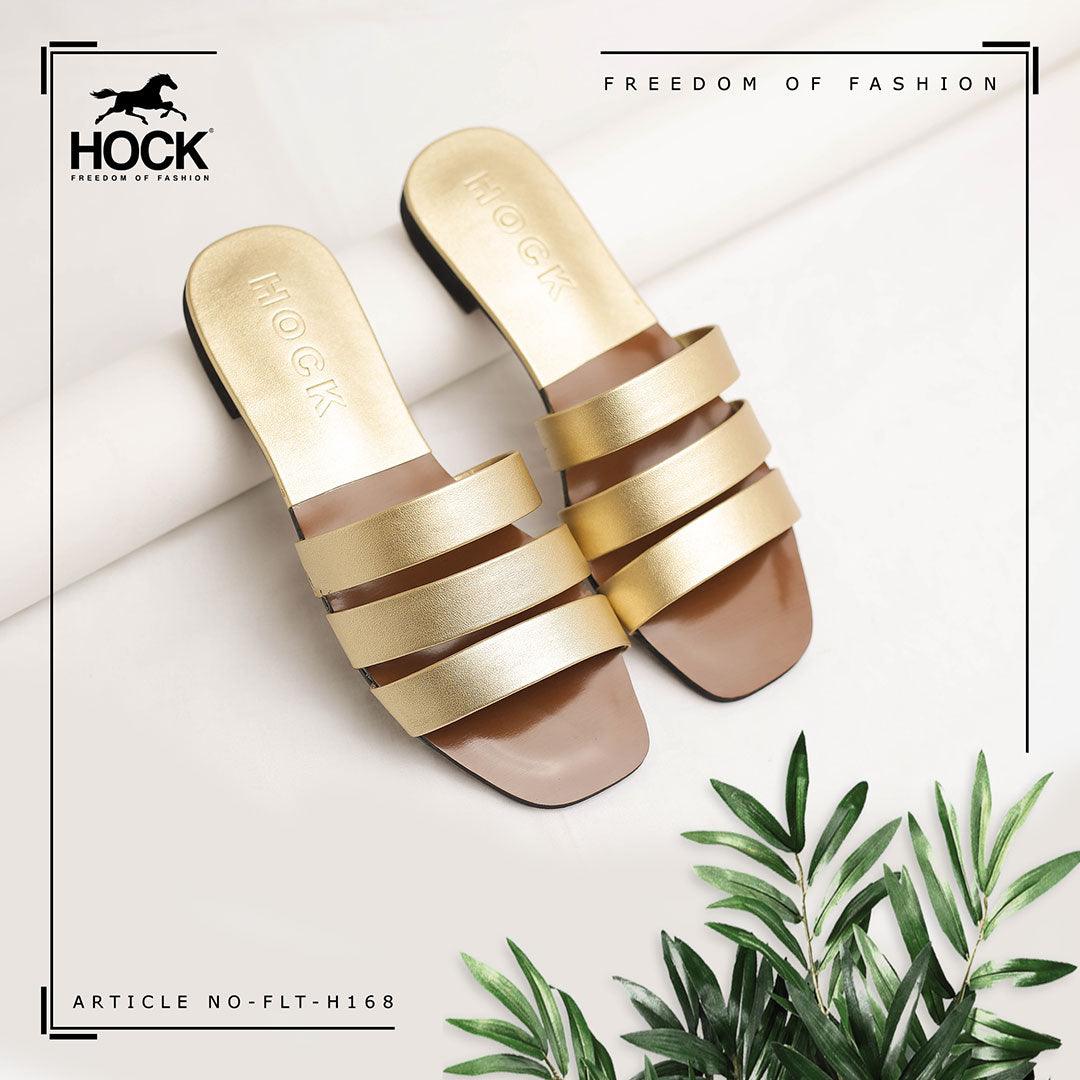Shop Gold Flat Slipper (Gold) Online – HOCK - Main Image